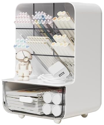 Organiseur de bureau avec tiroirs – Porte-stylos multifonctionnel, compartiments de rangement spacieux pour pinceaux de maquillage, design moderne et élégant | Gestion de bureau tout-en-un pour le bur