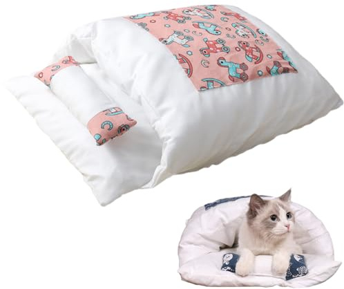 Gafutozm Katzenschlafsack Flauschig – Orthopädisches Katzenbett gegen Angst & Stress, Warmes Waschbares Kuschelbett für Katzen & Kleine Hunde (Rosa, S – bis 1.5 kg)