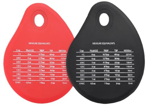 LOLIPPYY 2 pezzi Raschietti da Cucina Goccia con Scala Impasto e Burro in Acciaio Inox Raschia Pasta Multiuso in Silicone Facili da Pulire e Appendere Nero e Rosso