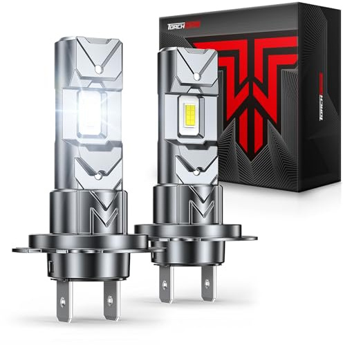 Torchbeam[Mise à niveau 2026 Ampoules H7 LED, 34000LM Lumens Réels 6500K Blanc Froid, Remplacement 1:1 Mini pour Halogène, Compatible CANBUS Sans Erreur, Plug and Play, Lot de 2