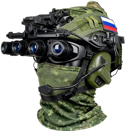 Casco Tattico Russo 8 in 1 con Passamontagna, Mimetico - Set per Airsoft, Paintball, Cosplay Militare e Attività Outdoor