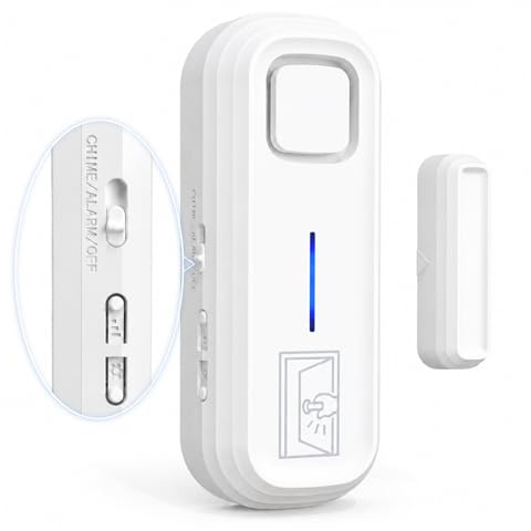 SANJIE Door Alarms When Opened with Instant & Delayed Alerts 30s/1min/2min/4min,Door Left Alarm Sensor Chime 2-in-1 Alarms/Chimes for Home Security,Fridge Alarm with 0-120dB Ajar Warning