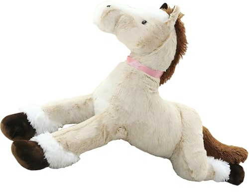 HOMEXYLYL Peluche Cheval, Grand Coussin Cheval en Peluche for Enfants Et Adultes Douce Et Câline Décoration Cadeau d'anniversaire Et De Noël(Brown,80-90cm(31.4 in))
