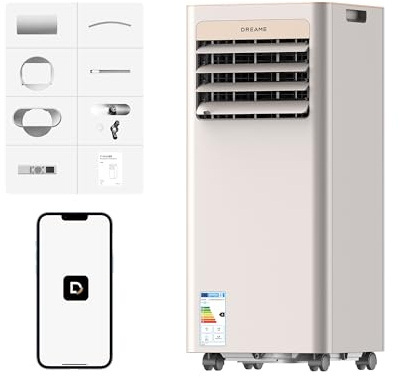 DREAME P-Wind10 Aire Acondicionado Portátil 3 en 1 de 7000 BTU | Refrigeración, Deshumidificación y Ventilación, Flujo de Aire 3D, App y Mando, Modo Noche, Autoevaporación, Fácil Instalación