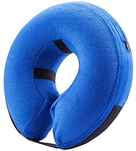 BENCMATE Inflatable Dog Cone Collar Alternative, Soft Dog Cone for Small Medium Large Dogs and Cats, Neck Recovery ECollar Donut Collar After Surgery (Large, Blue)