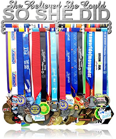 Lapetale mode medalj hängare hållare display vägghylla ram hylla i 40 cm lång medalj hängare utmärkelser band heja, gymnastik, fotboll, softball