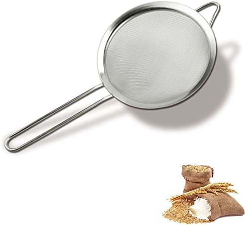 Vandove Scolapasta in Acciaio Inox, Setaccio Filtro Colino Alimenti Setaccio Colini a Rete Maglia Fine in Acciaio Inossidabile,con Maniglia da Cucina, per Pasta Riso Verdura Albume (18 cm)