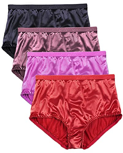 Barbra Lingerie Satin-Höschen, Größe S bis Übergröße, Damenunterwäsche, volle Abdeckung, Multipack, kirsche, M