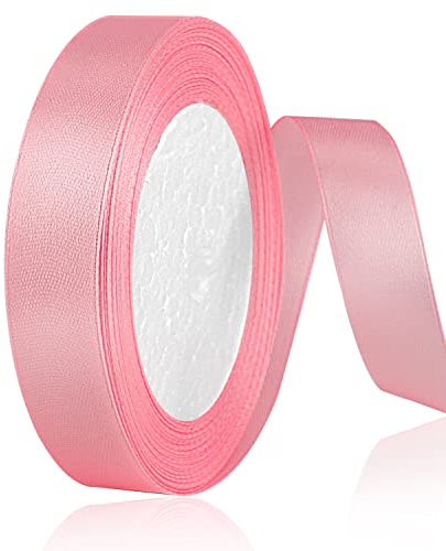 OWill Nastro Raso,Nastri Raso Rosa in Poliestere 20 mm x 22 m Double Face, Nastro Regalo Nastro Decorativo per Decorazione Torte,Matrimoni,Battesimo