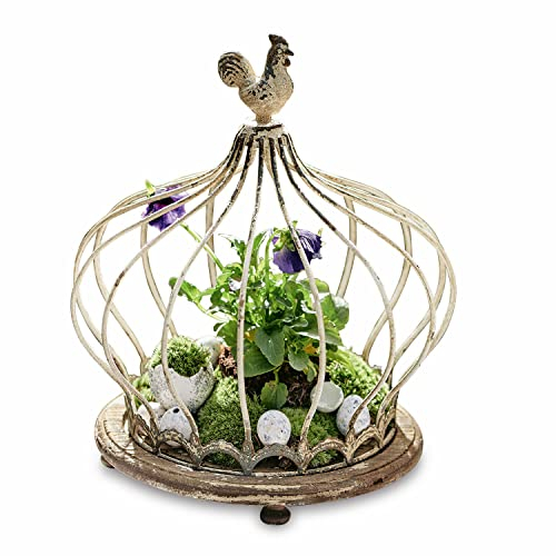 Loberon Glocke Ipas, Shabby-Look pur, mit Antik-Finish, wunderschöne Nostalgie, Gartendekoration, Rankhilfen, Outdoor, Gartenzubehör, Eisen, Tannenholz, antikcreme