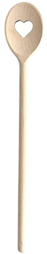 Balna Kochlöffel Herz Motiv Holzkochlöffel 1 Stück, Löffel aus Holz 30 cm gelaserte Herzform, Rührlöffel als Geschenk für Geburtstag oder Hochzeit