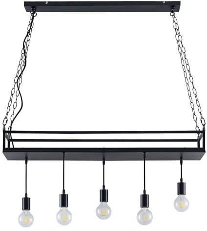 Ceiling Light 'Kirista' dimmable (Vintage, Antique) in Black Made of Metal for e.g. Living Room & Dining Room (5 Light Sources, E27) from Lindby | Pendant Lighting, lamp, Hanging lamp, lamp, Ceiling
