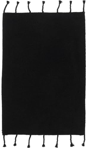 RugVista Zale Badematte, Rechteckig, 60 x 90 cm, Schwarz | Moderne, Niedriger Stapel, Maschinenwäsche, Oeko-Tex 100, Badezimmer