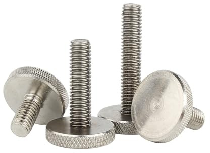 SEIDER 304 Acier Inoxydable tête Plate poignée vis à Oreilles moletée Grosse tête Ronde Boulon de réglage Clou publicitaire M3 M4 M5 M6(20mm,M4 (4Pcs))
