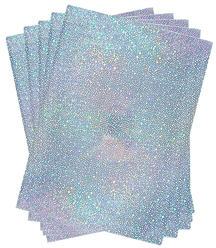 A4 Karte mit Holografische kleine Sterne 250gsm, 297 mm x 210 mm, Metallic-Silber-Karton, Folienpapier für Kunsthandwerk, Scrapbooking, schimmernde, hochglanzpolierte, glänzende Blätter(10 Blatt)