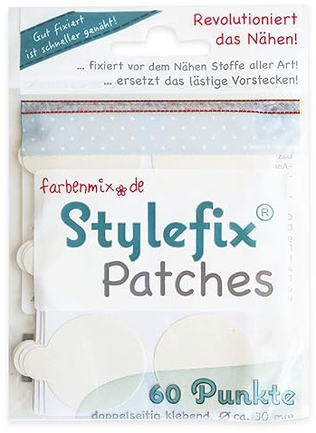 Farbenmix Stylefix-Patches zum Nähen & Sticken, für Applikationen (VPE = 60 Stück, ca. 30mm Durchmesser, rund, doppelseitig klebend)