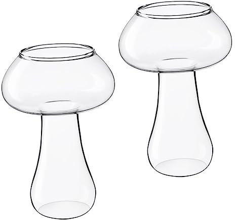MAGICLULU Glas Pilz Whiskybecher Aus Transparentem Glas Kreativer Cocktail Und Getränkebecher Für Zuhause Dekorative Kleine Tasse Für Whisky Wein Und Saft