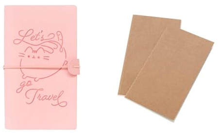 Grupo Erik Reisetagebuch zum Selberschreiben Pusheen Bullet Journal Dotted Notizbuch + Ersatz Nachfüllpack Dotted Notebook 12x19,6 cm 40 Seiten liniert und 40 Seiten mit Punktraster