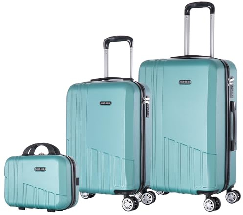 Mi Ko Mi Ka Conjunto de Maletas de Viaje Elegantes: Carcasa Ligera de ABS, Cerradura Numérica, 4 Ruedas Giratorias 360°, Asa Telescópica de Aluminio | Juego de 3 Maletas Trolley Maleta (2688, Verde)