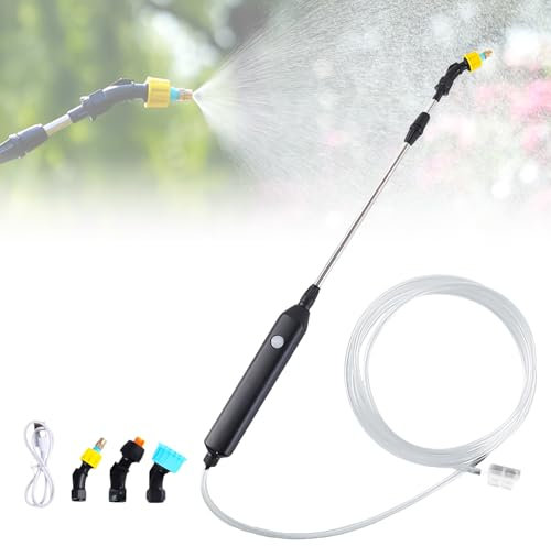 Vaileal Spruzzatore elettrico per piante, a batteria, spruzzatore elettrico da giardino con tubo dell'acqua da 5 m, ricaricabile, barra spray portatile per giardino, cortile, prato ed erbacce