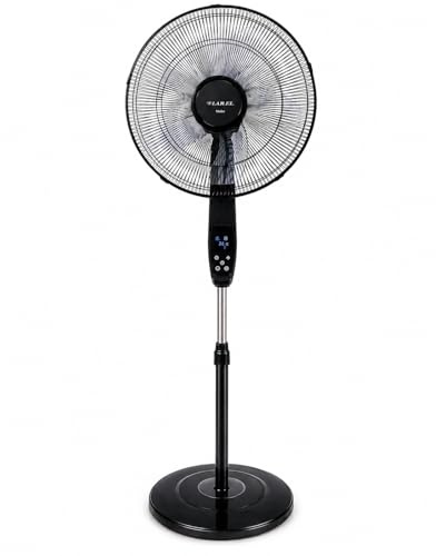 Lar.el Ventilatore a Piantana con Telecomando MOD. MADDY, 50W, 5 Pale, 3 Velocità, Timer Programmabile, Console Touch Screen, Oscillante, Altezza 140 cm, Colore Nero