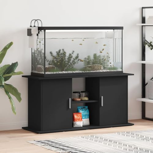 Rantry Aquariumständer aus Holzwerkstoff, 121x41x58 cm, schwarz, mit Stauraum, stabil & sicher - Montage erforderlich Model833616