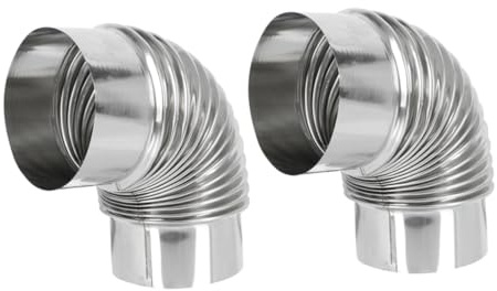 TOPBATHY 2 Pz Tubo di scarico lampadine di estensione tubo della stufa a gas raccordo per caldaia accessori caldaia tubo della stufa della canna fumaria Acciaio inossidabile Silver