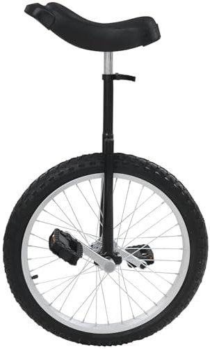 Gvqng Einrad, Outdoor-Einrad Mit Hervorragendem Stahlrahmen, Auslaufsicherer Reifen, HöHenverstellbar, Gebogener Pu-Sitz, Outdoor-Sport FüR FitnessgeräT FüR Erwachsene,Schwarz,18inch
