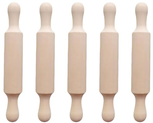 5Pcs Wooden Rolling Pin Set for Baking - Small Mini Dough Rollers for Baking Pastry Pizza Fondant Dumpling Skins Playdough | Non-Stick Wooden Handles | Home Kitchen Crafting Tools Accessories