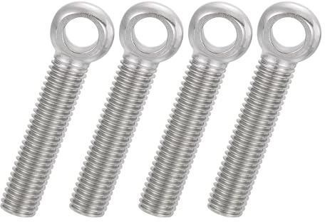 PATIKIL 4 Pcs Perno De Ojo Giratorio Con Hombro M12x65mm, Acero Inoxidable 304 Rosca Completa Métrica Ojo De Pescado Agujero Deslizante Perno De Aparejo De Sujeción, Color Plateado
