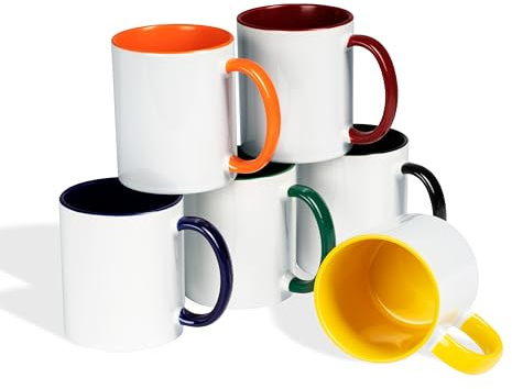 Kaffeetassen Set zum Bemalen oder bedrucken - Sublimationstassen aus hochwertiger Keramik - ideal für den Kindergeburtstag oder Sublimationsdruck - Set A (6 Tassen)
