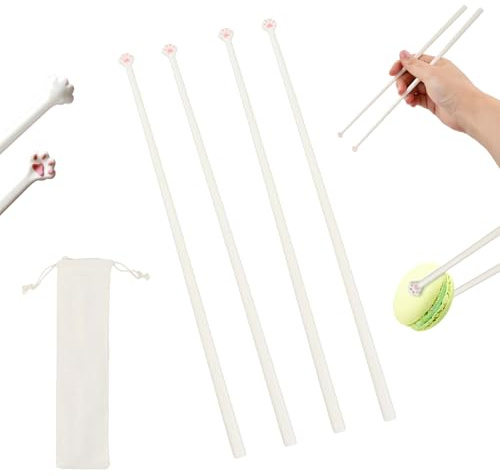 2 Pieces Cat Paw Chopsticks, Children's Chinese Chopsticks, Reusable Chinese Chopsticks, Cat Paw Chopsticks with Storage Bag, Ideal for Kitchen, Home, Hotel, Restaurant, Party