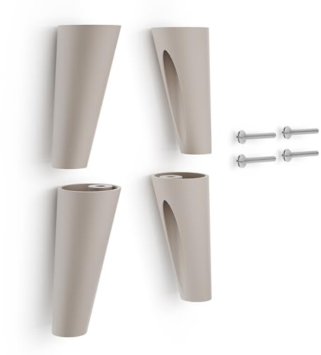 Poliplast - Set da 4 Piedini, Design inclinato rotondo per Armadio e Soggiorno, Articolo 739, Verniciato a mano, Colore Beige