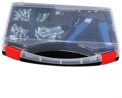 Eawfgtuw Set di rivetti per ancoraggio a parete cava in acciaio al carbonio M4/M5, per installazione di cartongesso, intonaco, piastrelle, con 72 tasselli in custodia di plastica (set da 72 pezzi)