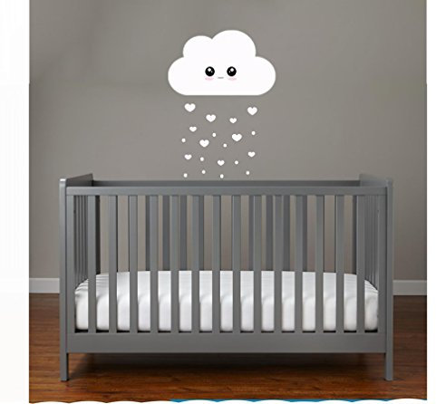 MacDecal.de Wolke HERZREGEN mit Gesicht Set Wolken Wandtattoo Wandaufkleber Sticker Wölkchen Wand Himmel Babyzimmer Deko (S 20 cm x 30 cm)