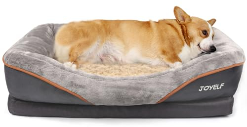 Joyelf Hundebett aus Memory-Schaum, orthopädisches Hundebett & Sofa mit abnehmbarem, waschbarem Bezug und Quietschspielzeug als Geschenk