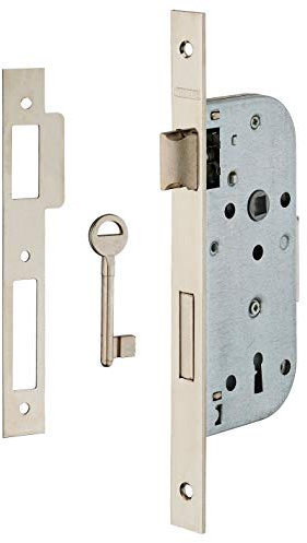Serratura da incasso per porta interna con chiave, 1/2 giro, asse 40mm, estremità quadrate, 1 chiave - THIRARD