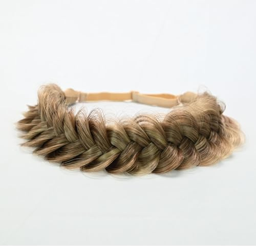 TOECWEGR Expansions, hårband, flätat, klassisk, tjock och bred, pläterad, bröllop, fluffiga flätor, peruk kvinnor, flicka, skönhetstillbehör (kaffefärg)