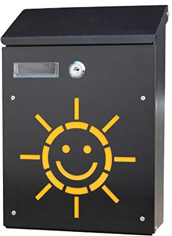 FYZS Premium-Wandmontage abschließbarer Briefpostkasten Pulverbeschichtetem Stahl wasserdichtem Deckel im Freien (oberer Steckplatz 18 x 2,5 cm, schwarzer robuster Ziel) (Color : Black)