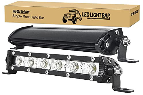 RIGIDON 2 Pcs 7 inch 30W Flood Beam Car Led Light Bar, Single Row Supper Slim Led Lights, 12V 24V Floodlights for Off road Truck SUV UTE ATV 4x4, Waterproof Driving Work Lamp, 6000K White Fog Lamp