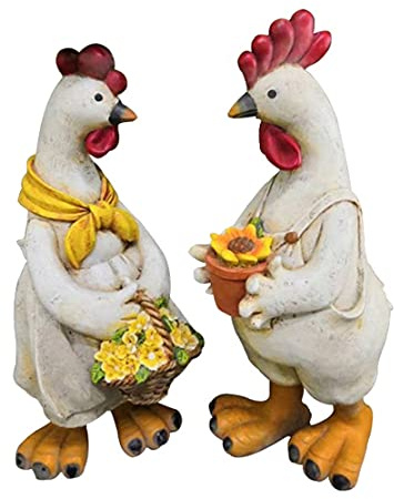 Uziqueif Figurine de décoration Canard Oiseau Figurine de Jardin Figurine d'animal Figurines d'animaux Décoration d'étang de Jardin de Noël, Figurines de Jardin & Statues de Jardin,Chicken