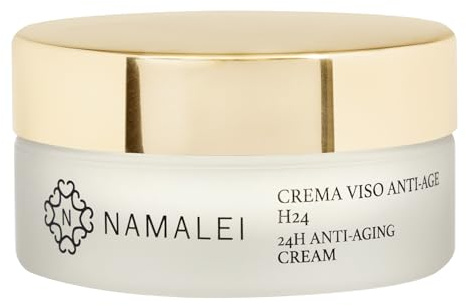 Namalei Crema Anti-Age H24 Rosa di Damasco 50 ml | Effetto rimpolpante con karité, idrata la pelle e rallenta l'invecchiamento cutaneo