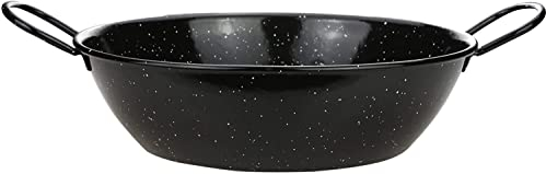 Enamel Kadai Wok Pan Enamel Non Stick Karahi Kadhai Kadai with Handles Deep Frying Cooking Pan Serving Dish Heavy Duty Indian Samosa Deep Paella Pan (36cm)