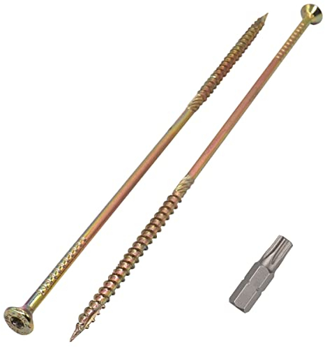 SKIR'CO (10 piezas) Tornillos universales de acero chapado en zinc de 6 x 240 mm, cabeza avellanada, cabeza torx, tipo 17, tornillos de aglomerado