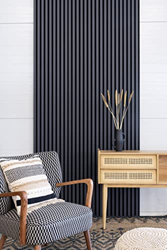 Leiste24 Akustikpaneel - Lamellenverkleidung - Wandverkleidung - 2600 x 400 mm - Akustikfilz Schwarz - Lamellendekor Grau-Anthrazit