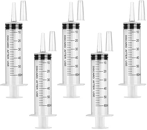 Seringue 60ml, 60ml Grosse Seringue Plastique, Pour Science Laboratoire, Jardin, Arrosage, Mesure De Liquide, 5 Pièces