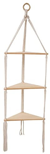 huihuay 1/2/3 Layer Retro Rope Hanging Rack Corner Wall Shelf House Storage Organizer Ladder Floating Shelves for Bedroom floating shelves brackets wall mounted corner shelf organizer for bedroom