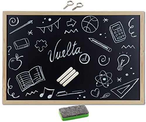 60x90cm Blackboard mit Holzrahmen, Kreidetafel Löschbar, Schwarze Tafel Zur Verwendung mit Tiza und Marker