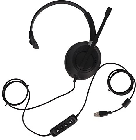 Sxhlseller Kabelgebundenes Headset, Over Ear PC Kopfhörer mit Rauschunterdrückungsmikrofon, Monaurales Business Headset mit USB Anschlüssen, Computer Headset für Call Center, Büro, Meetings,