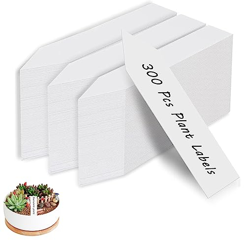 Aphrordity 300 Stück Pflanzen Beschriftungsschilder Weiß Kunststoff Pflanzenschilder Schilder Zum Beschriften Pflanzenstecker für Pflanzschilder für Draussen Wetterfest, 10x2cm